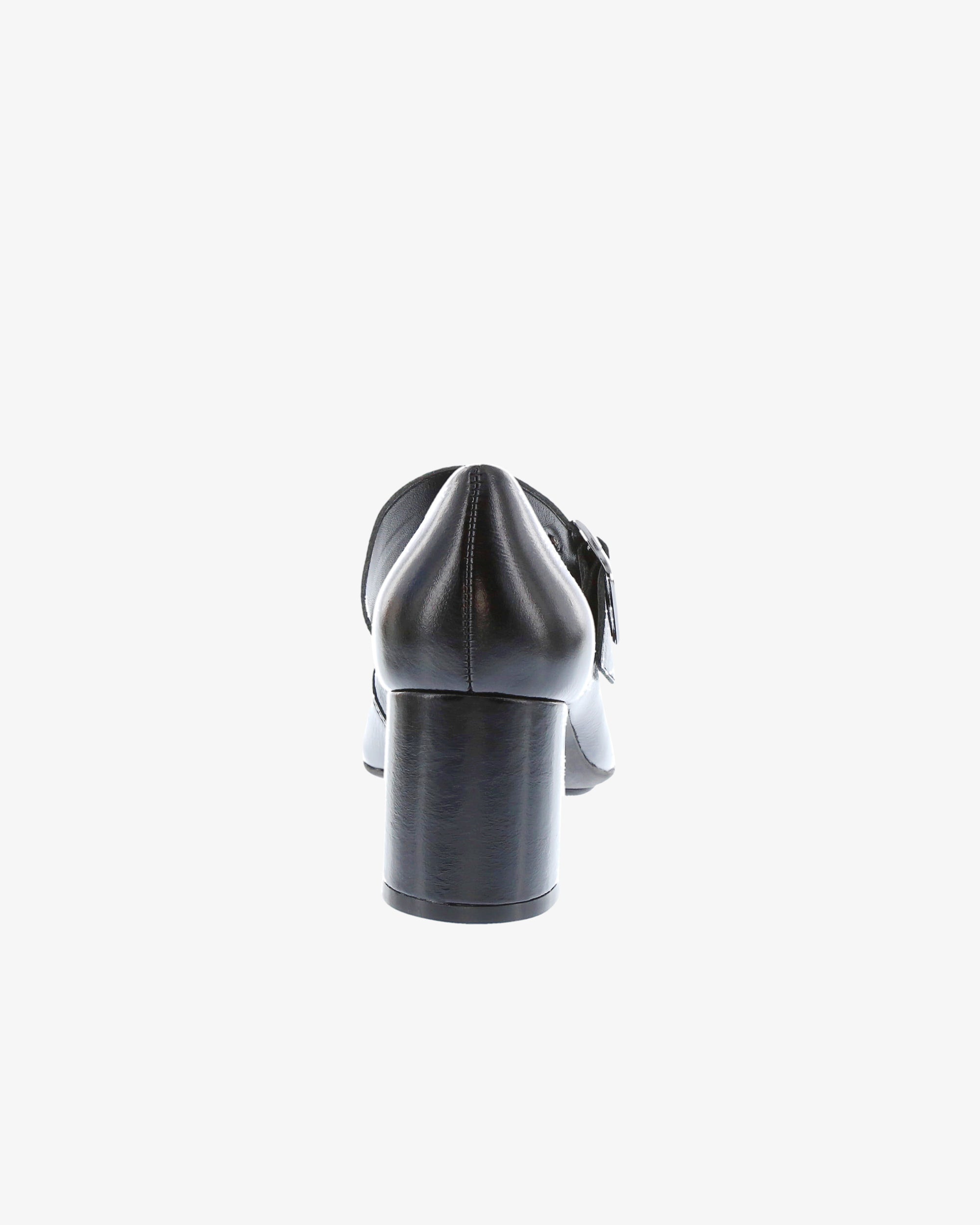 Nu by Neo Kokula Heel in Black Semi Shine Leather heel view | colour:black-semi-shine-leather