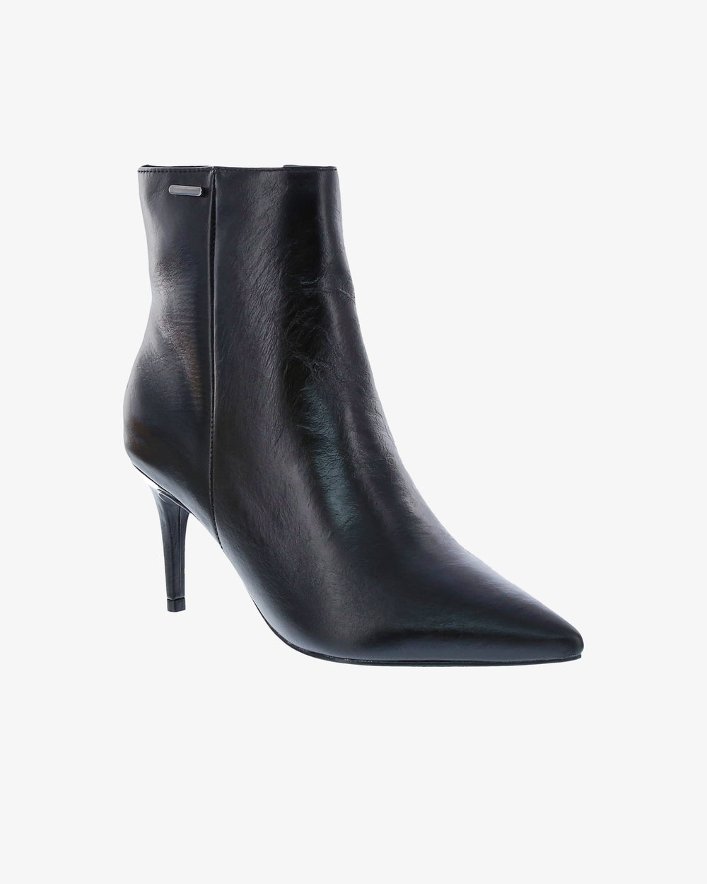 Nu by Neo Lacema Ankle Boot in Black Semi Shine Leather angled view | colour:black-semi-shine-leather