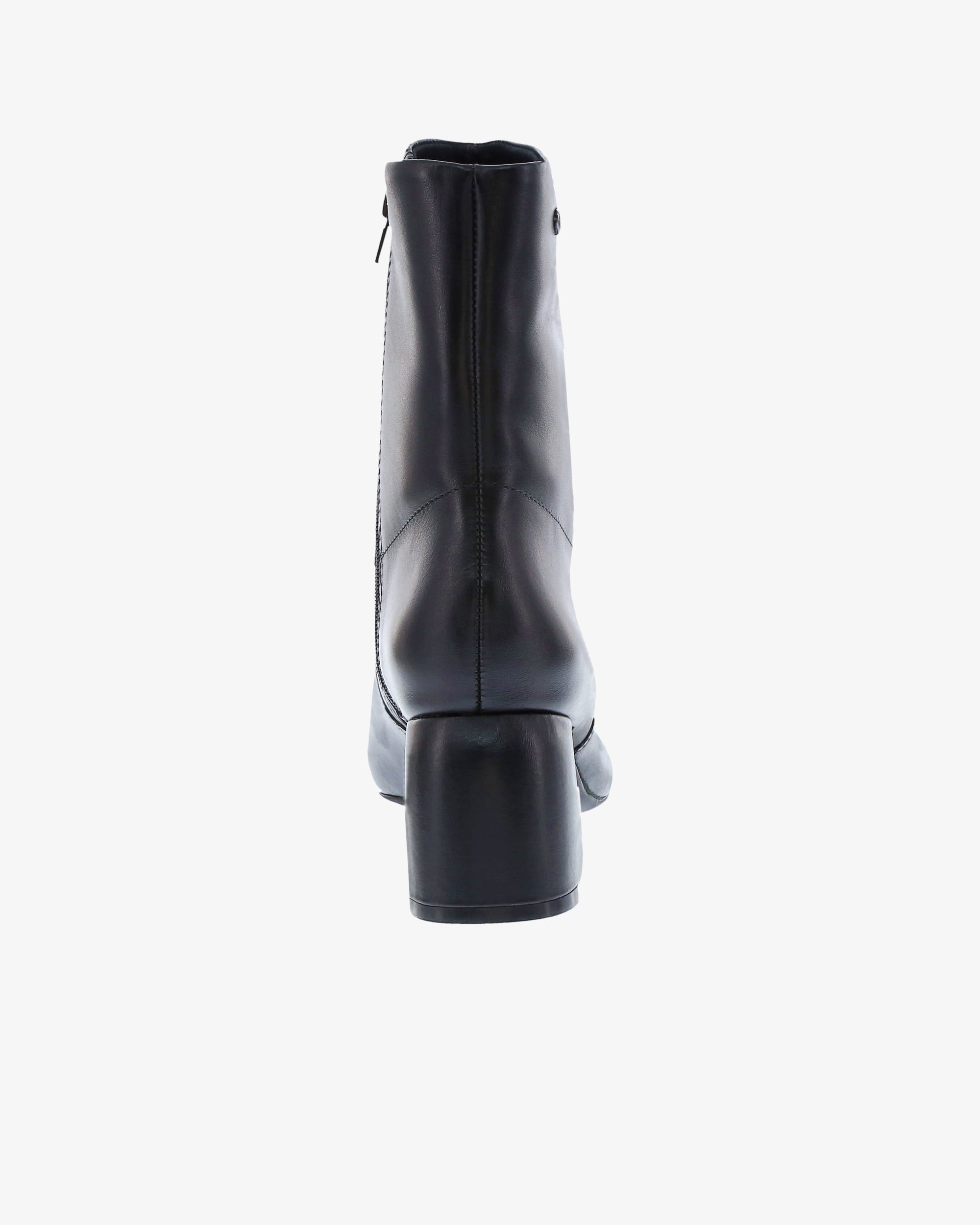 Nu by Neo Liatra Ankle Boot in Black Smooth Leather heel view | colour:black-smooth-leather