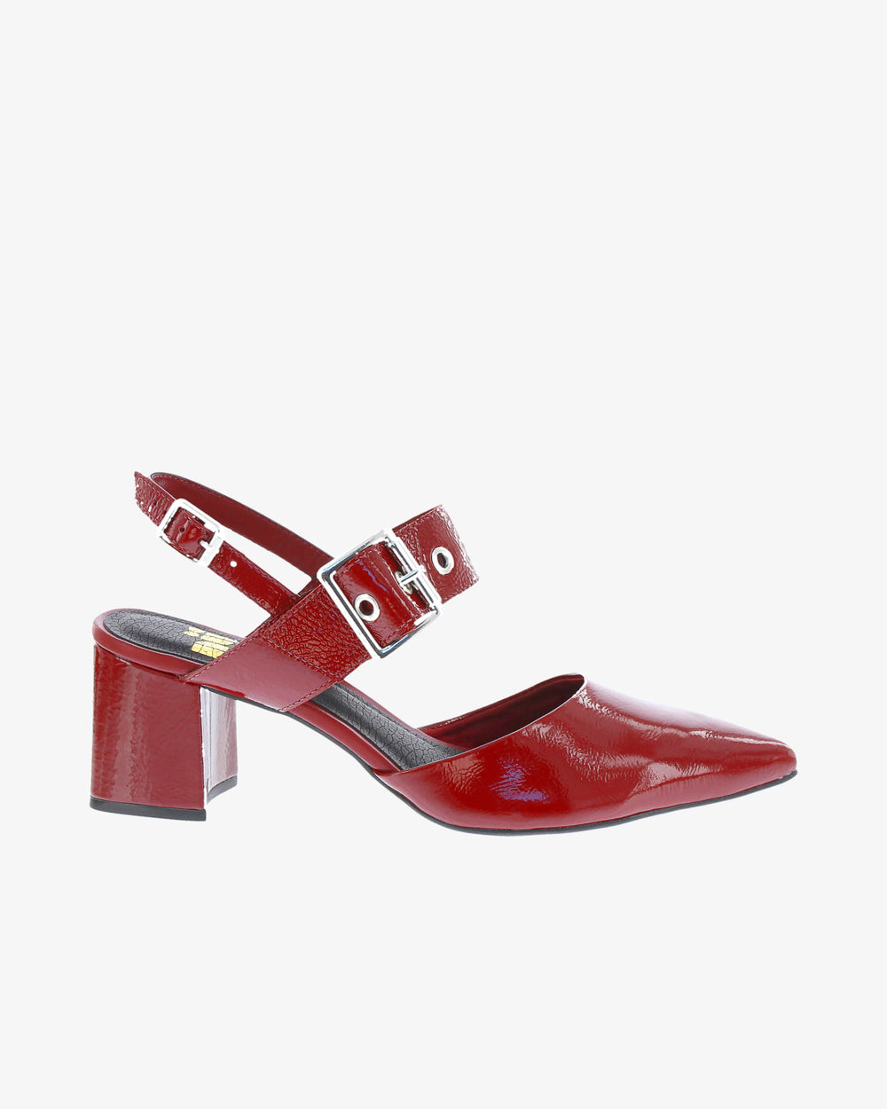 Nu by Neo Lotice Heel in Burgundy Crinkle Patent Leather side view | colour:burgundy-crinkle-patent-leather