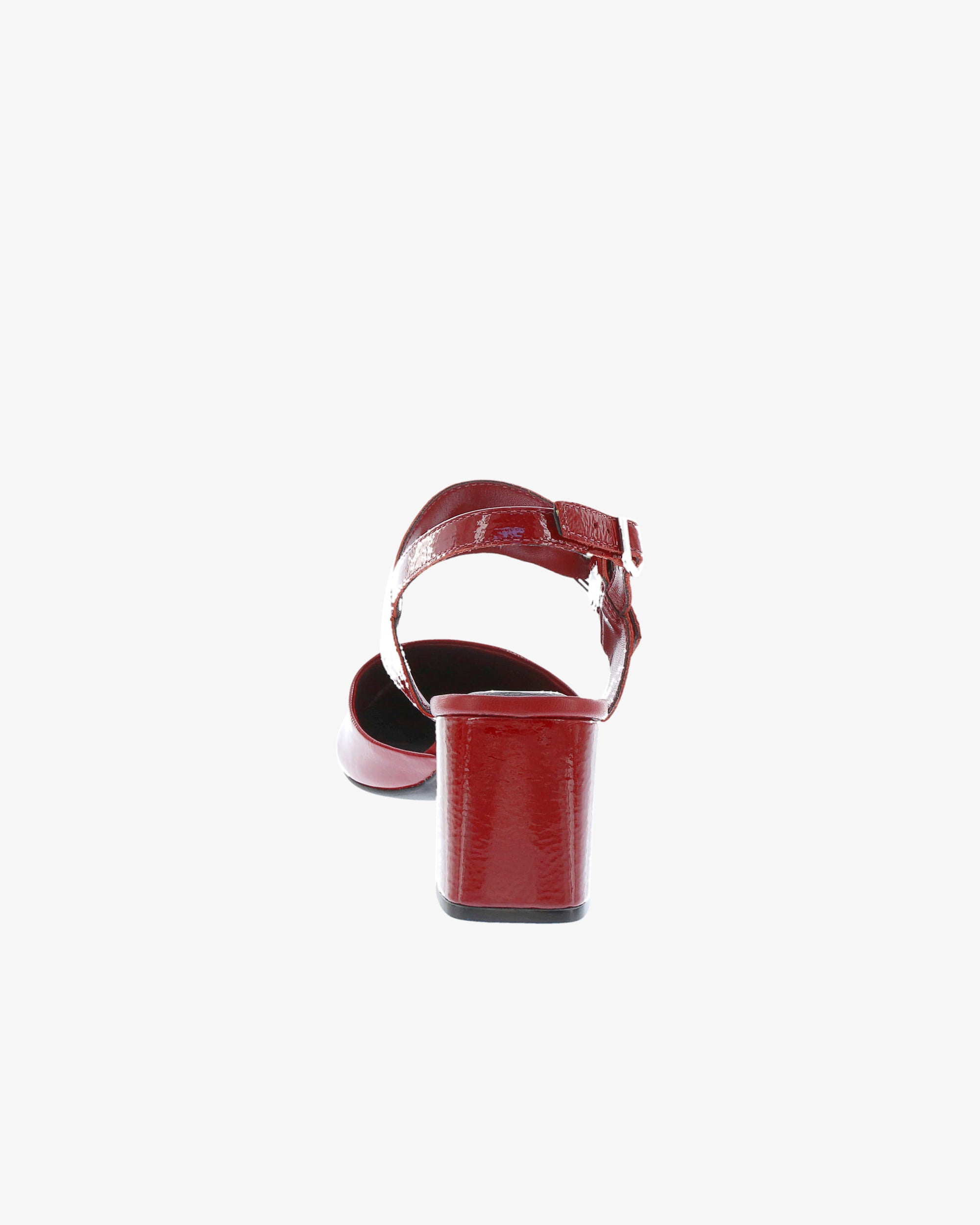 Nu by Neo Lotice Heel in Burgundy Crinkle Patent Leather heel view | colour:burgundy-crinkle-patent-leather