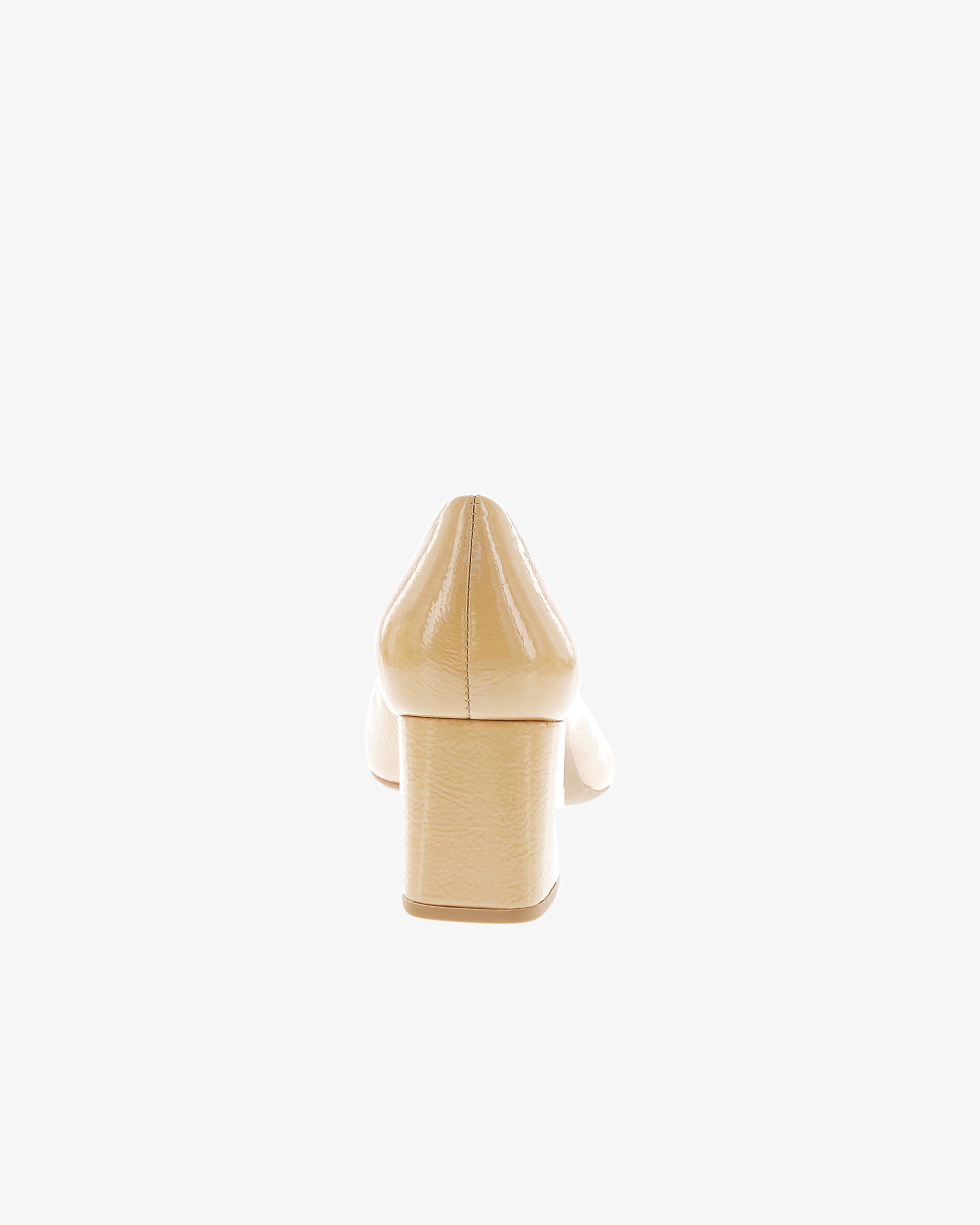 Nu by Neo Lunara Heel in Beige Crinkled Patent Leather heel view | colour:beige-crinkled-patent-leather