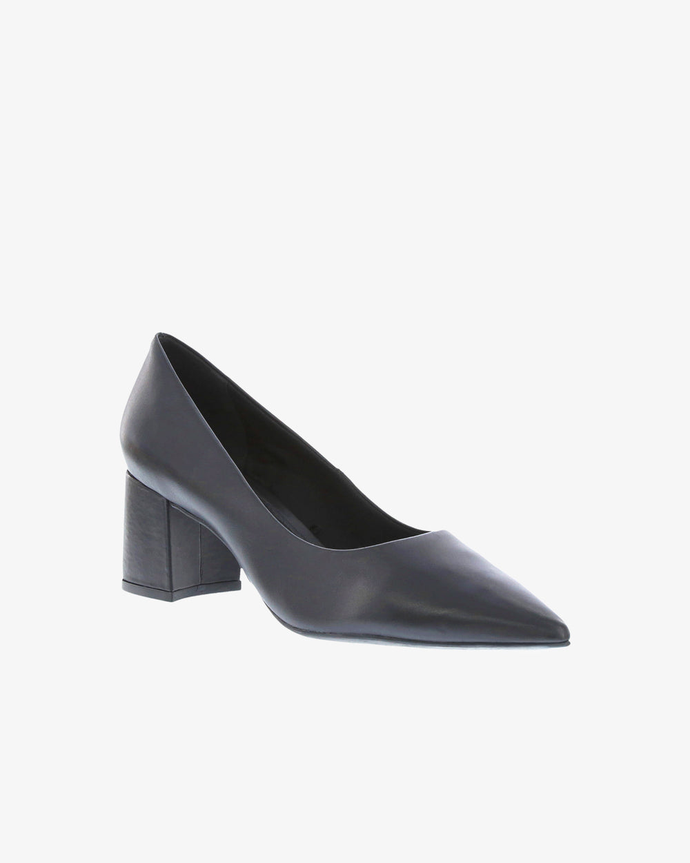Nu by Neo Lunara Heel in Black Smooth Leather angled view | colour:black-smooth-leather
