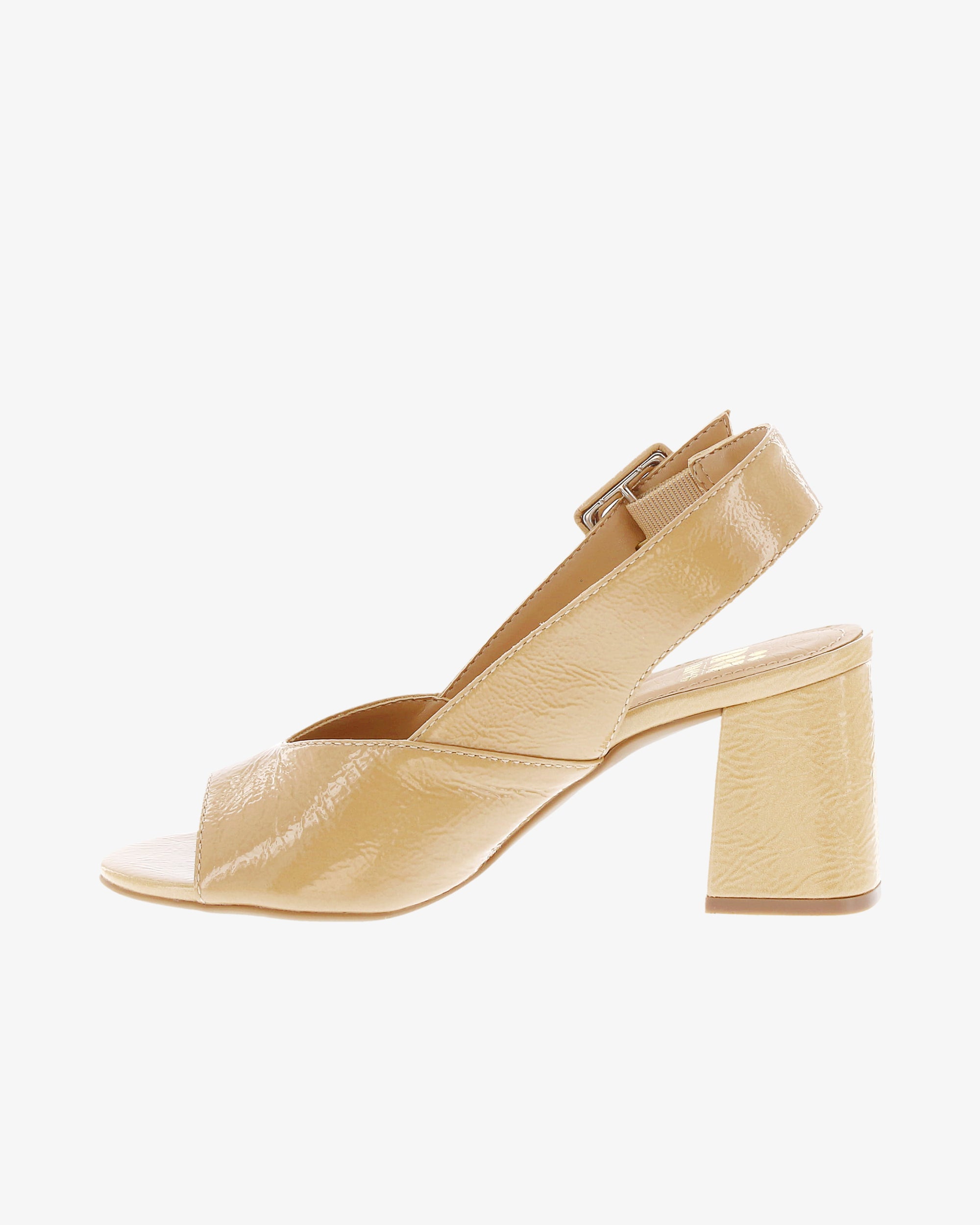 Nu by Neo Mentha Slingback in Beige Crinkle Patent Leather inside view | colour:beige-crinkle-patent-leather