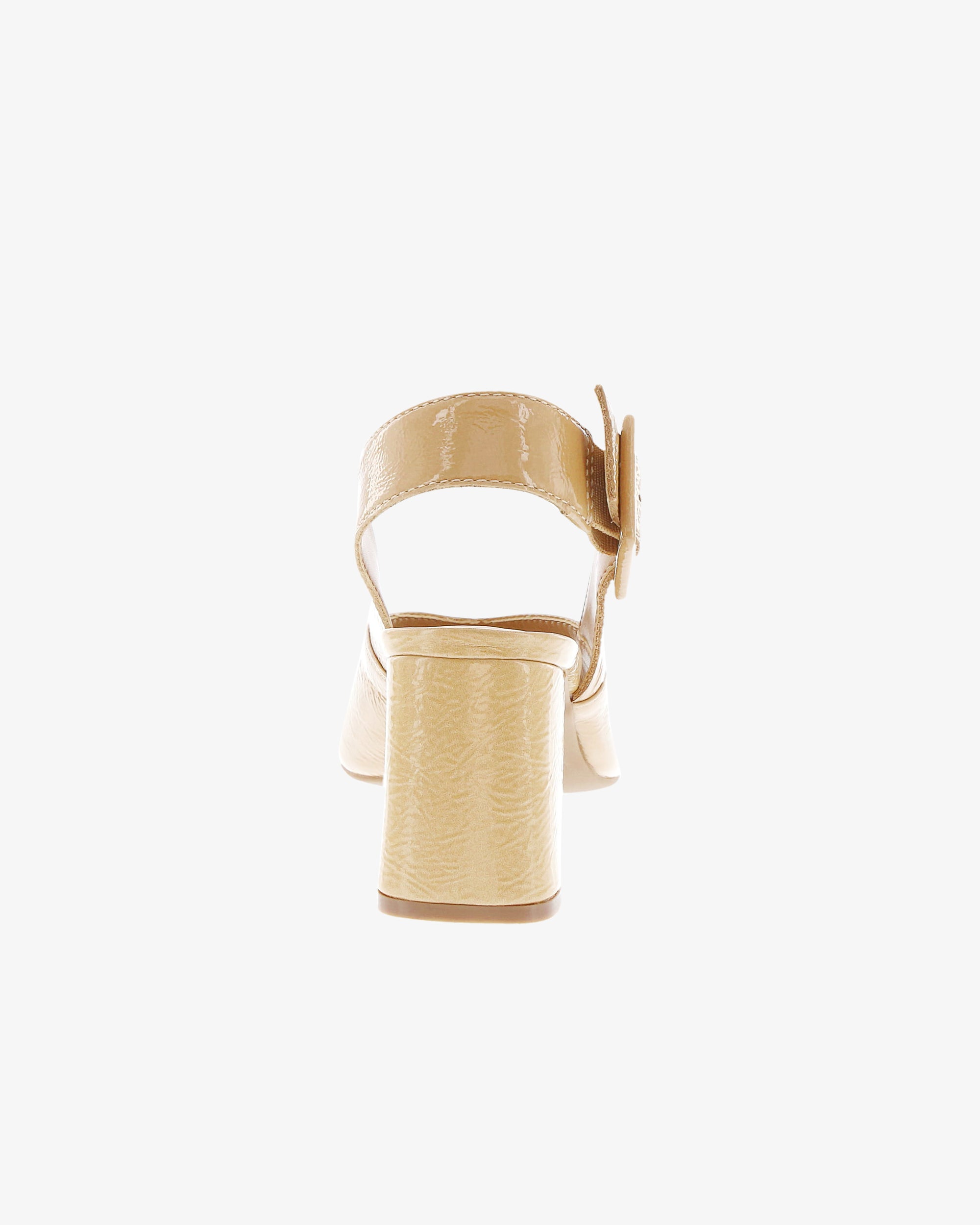 Nu by Neo Mentha Slingback in Beige Crinkle Patent Leather heel view | colour:beige-crinkle-patent-leather