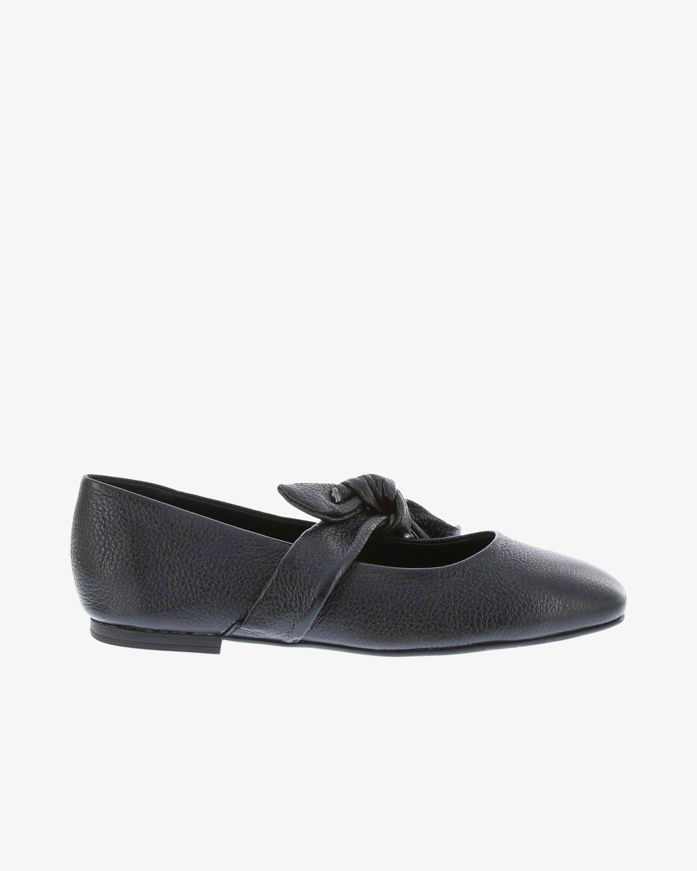 Nu by Neo Myosie Flat in Black Smooth Leather side view | colour:black-smooth-leather