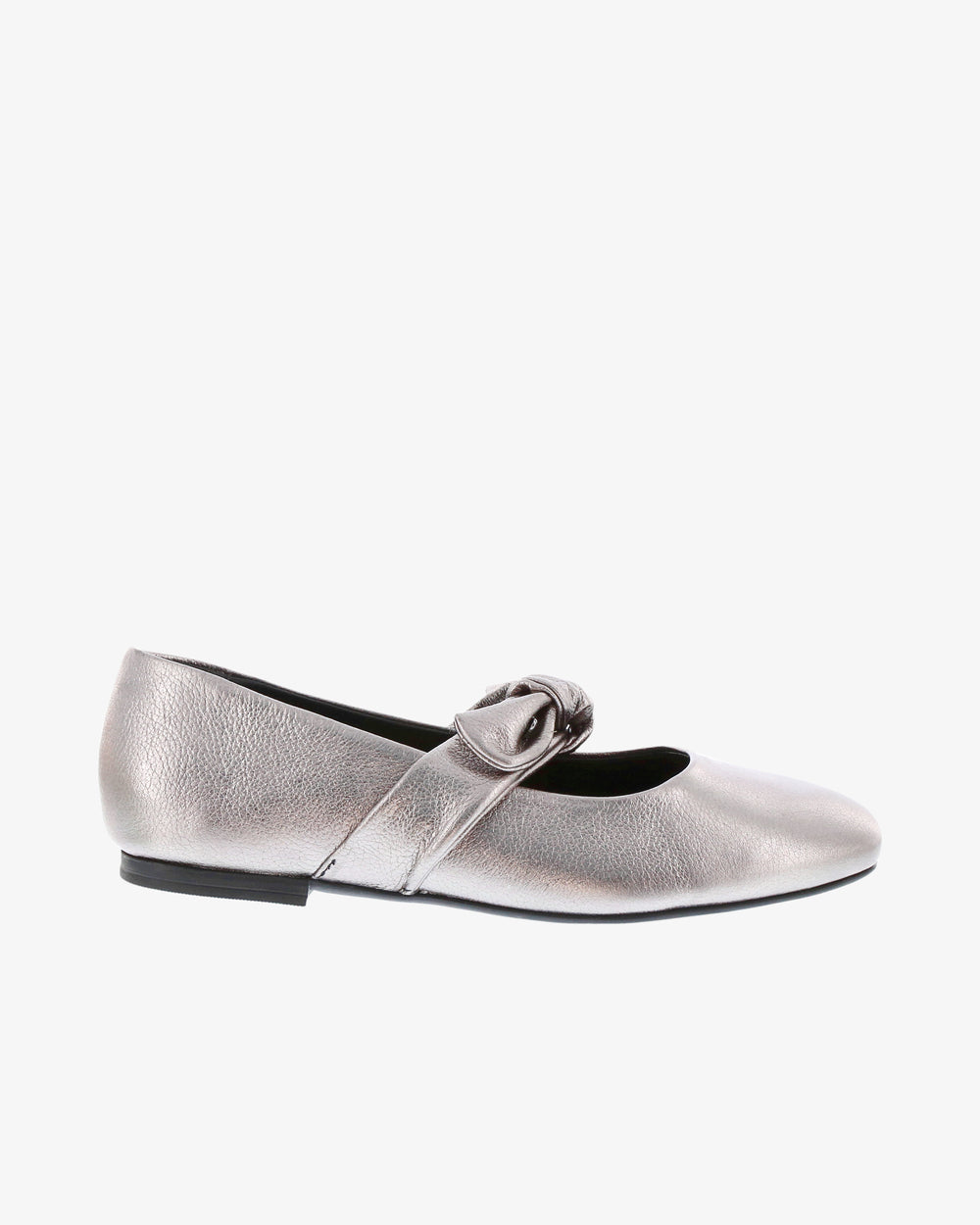 Nu by Neo Myosie Flat in Pewter Metallic Leather side view | colour:pewter-metallic-leather