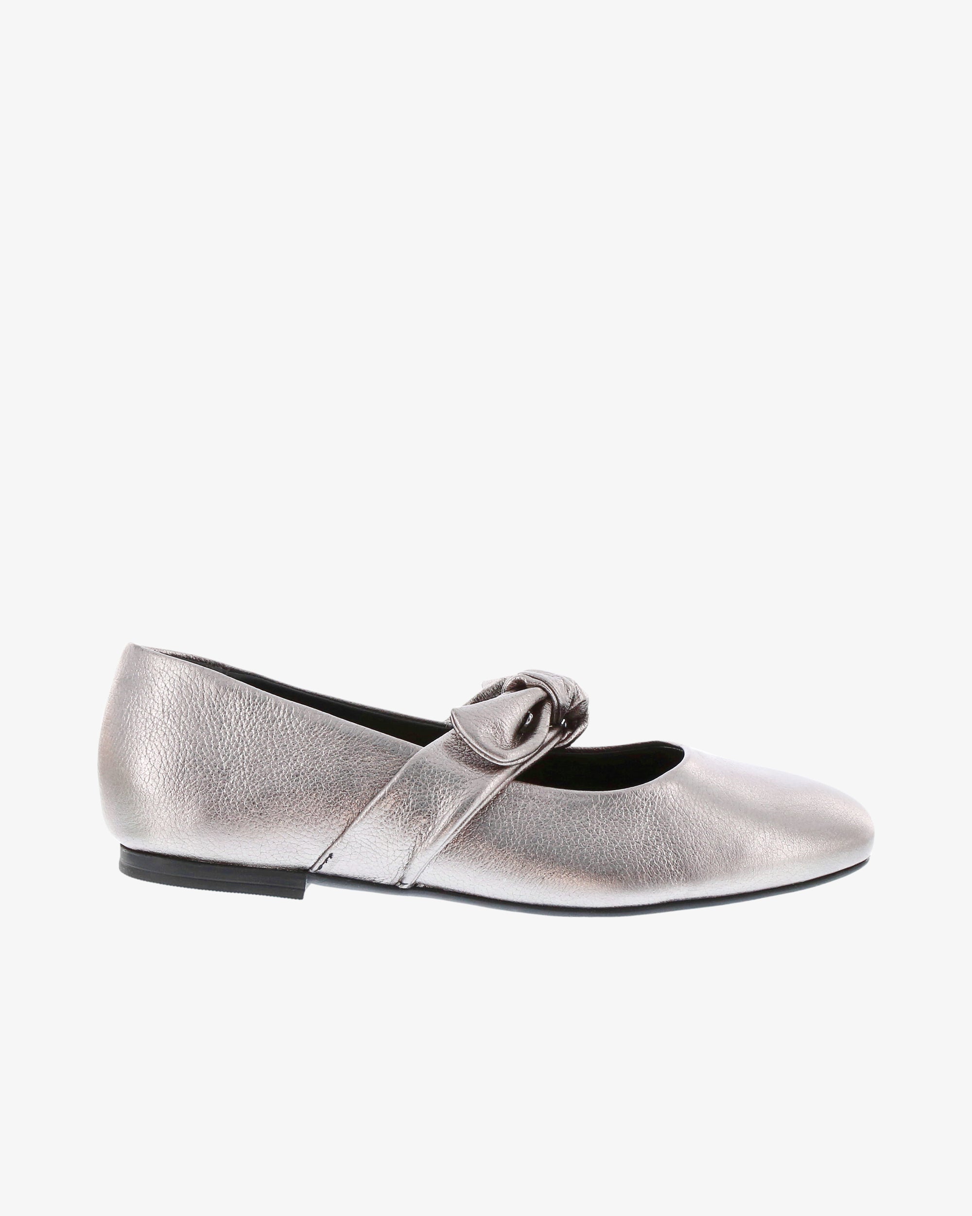 Nu by Neo Myosie Flat in Pewter Metallic Leather side view | colour:pewter-metallic-leather