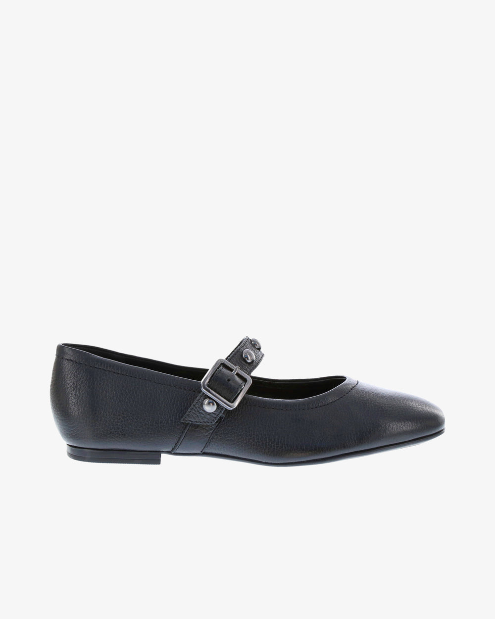 Nu by Neo Myrtel Flat in Black Smooth Leather side view | colour:black-smooth-leather