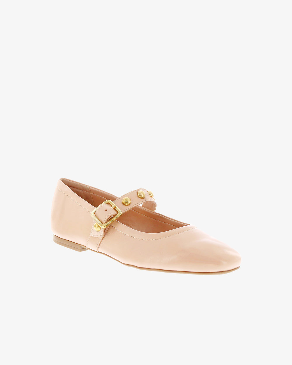 Nu by Neo Myrtel Flat in Nude Smooth Leather angled view | colour:nude-smooth-leather