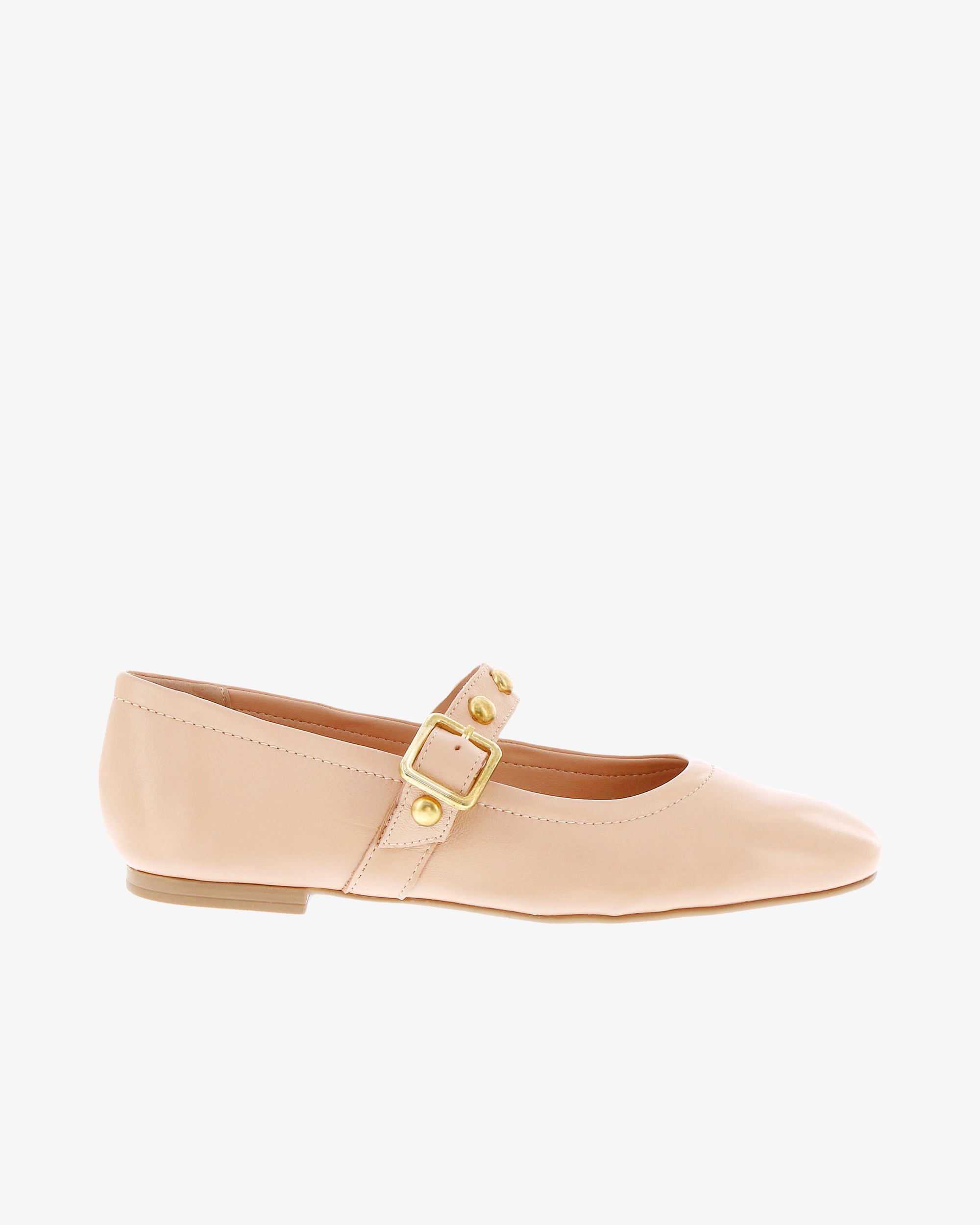Nu by Neo Myrtel Flat in Nude Smooth Leather side view | colour:nude-smooth-leather